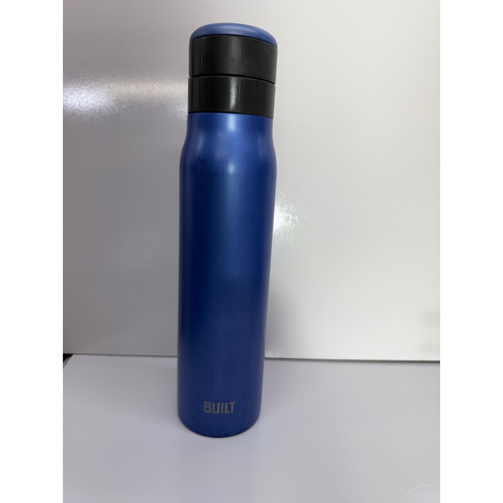 BUILT NY Cobalt Blue Insulated Stainless Steel Water Bottle Flip Top Lock Lid